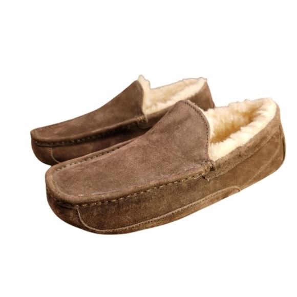 UGG Australia Ascot Men's Brown Suede Moccasin Loafer Slippers Size 7 - Picture 3 of 7